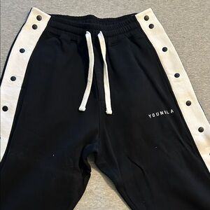 YoungLA Black and White Snap Button Joggers
